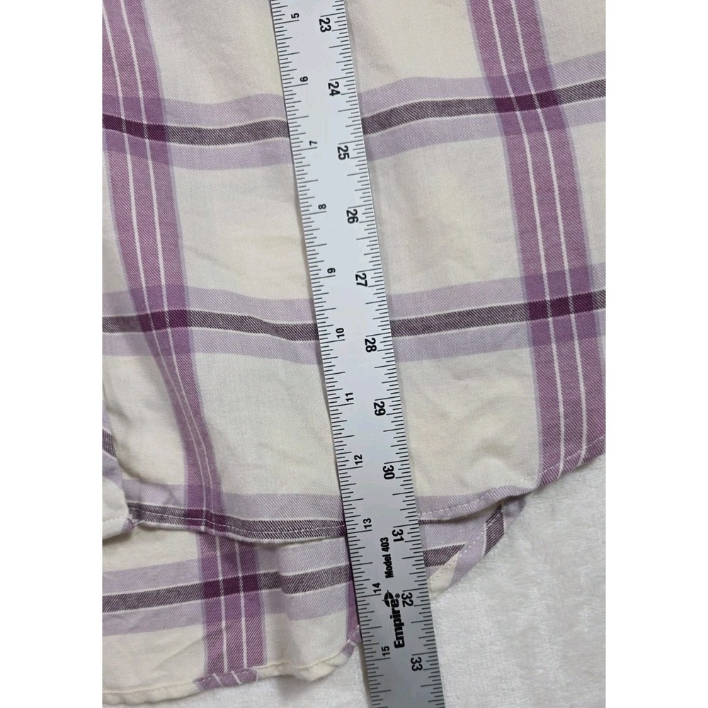 Knox Rose Plaid Button Front Shirt Long Sleeve White Purple Women's XL - Picture 10 of 11